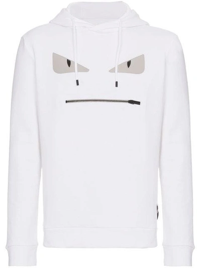 Shop Fendi Bag Bugs Eyes Hoodie - White