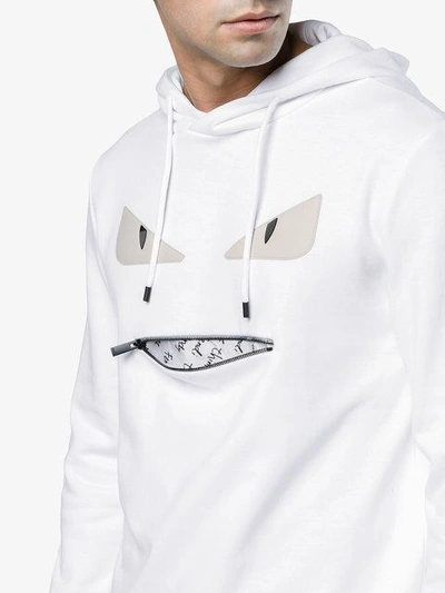 Shop Fendi Bag Bugs Eyes Hoodie - White