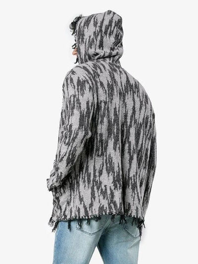 Shop Saint Laurent Ikat Hooded Cardigan In Grey