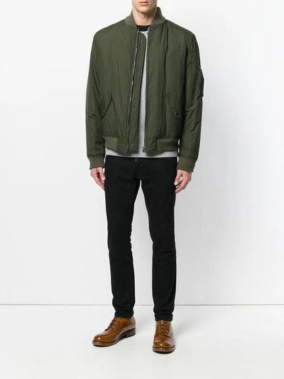 Shop As65 Bomber Jacket With Fox Fur Lining In Green