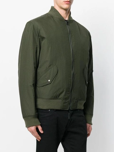 Shop As65 Bomber Jacket With Fox Fur Lining In Green