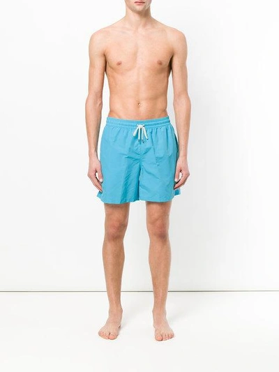 Shop Polo Ralph Lauren Embroidered Logo Swim Shorts In Blue