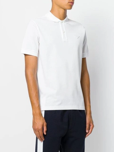 Shop Prada Logo Piqué Polo Shirt In White