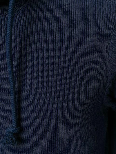 Shop Maison Margiela Ribbed Knit Hoodie - Blue