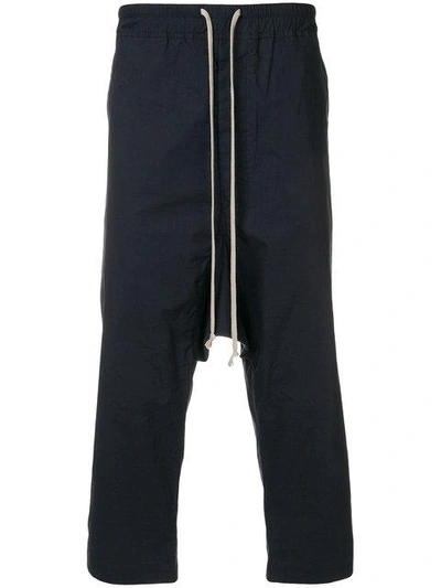 Shop Rick Owens Drkshdw Drop-crotch Cropped Trousers In Blue