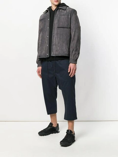 Shop Rick Owens Drkshdw Drop-crotch Cropped Trousers In Blue