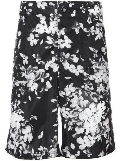 Shop Givenchy Floral Fitted Shorts - Black