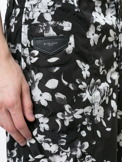 Shop Givenchy Floral Fitted Shorts - Black