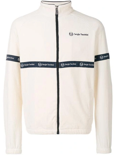 Sergio Tacchini Velvet Zip Front Sweatshirt - White | ModeSens