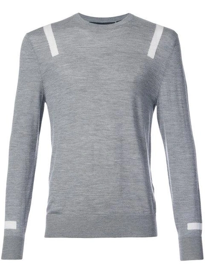 Shop Neil Barrett Stripe Detail Sweater In Grey