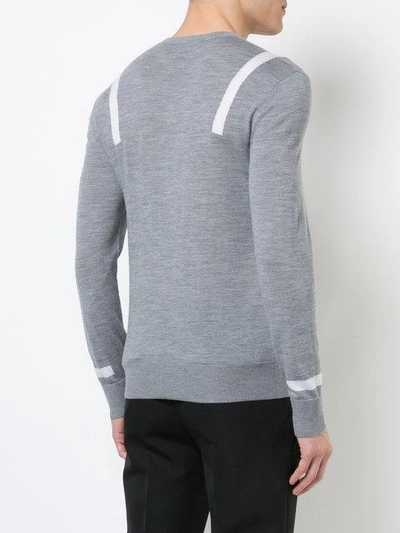 Shop Neil Barrett Stripe Detail Sweater In Grey