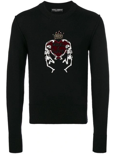 Shop Dolce & Gabbana King Of Love Sequin Appliqué Sweater