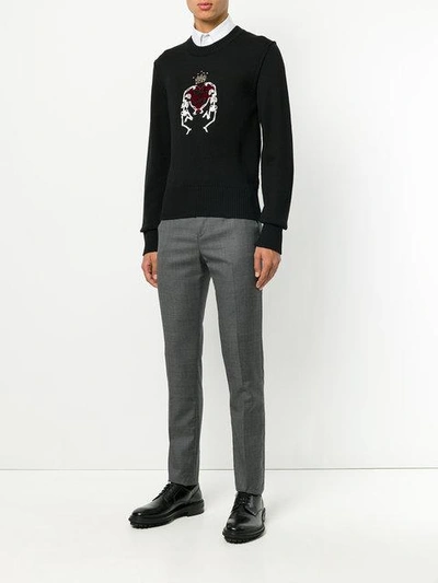 Shop Dolce & Gabbana King Of Love Sequin Appliqué Sweater
