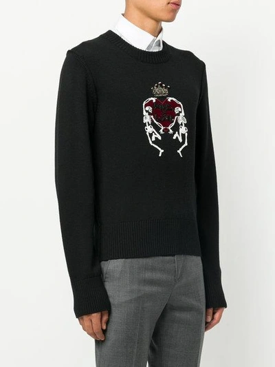 Shop Dolce & Gabbana King Of Love Sequin Appliqué Sweater