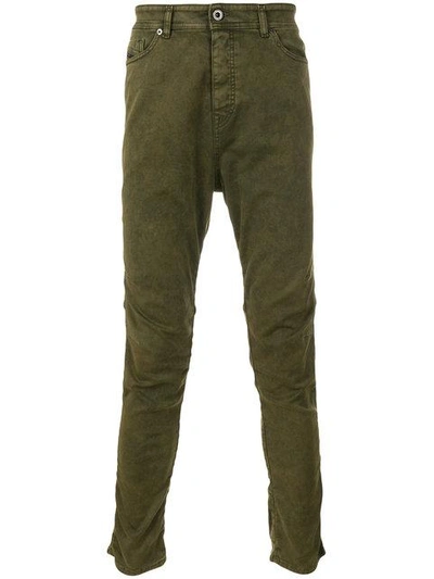 Shop Diesel Black Gold Washed Effect Skinny Trousers