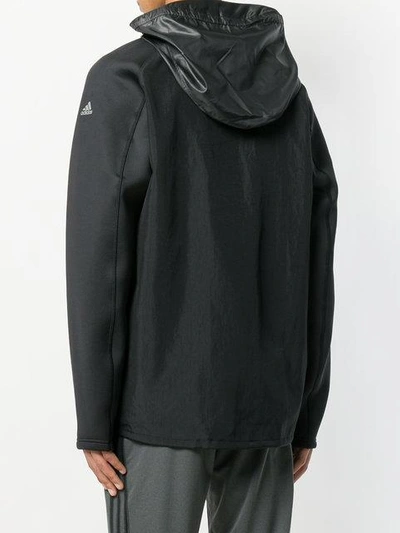 Shop Adidas By Kolor Multi-fabric Hooded Jacket - Black