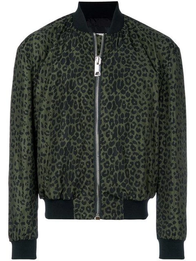 Shop Les Hommes Leopard Print Bomber Jacket