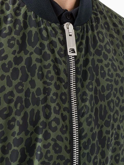 Shop Les Hommes Leopard Print Bomber Jacket