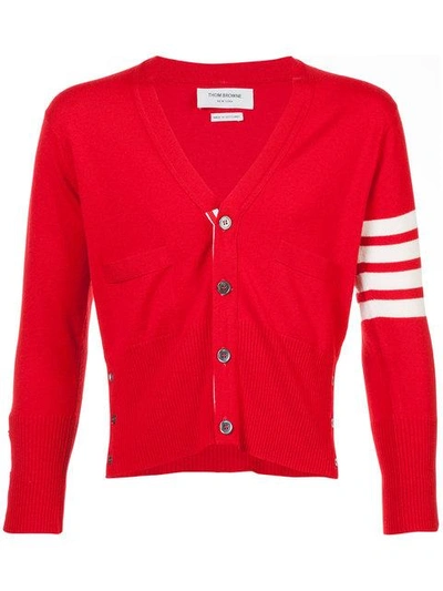 Shop Thom Browne 4-bar Short Cashmere Cardigan In Red