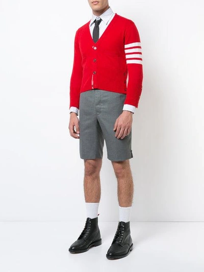 Shop Thom Browne 4-bar Short Cashmere Cardigan In Red