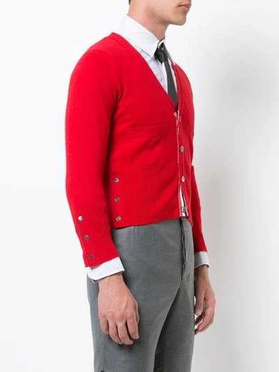 Shop Thom Browne 4-bar Short Cashmere Cardigan In Red