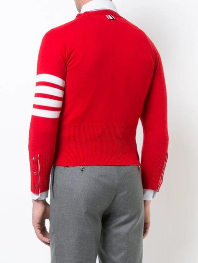 Shop Thom Browne 4-bar Short Cashmere Cardigan In Red
