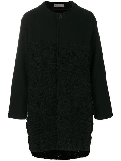 Shop Yohji Yamamoto Pattern Knitted Cardi-coat In Black