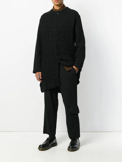 Shop Yohji Yamamoto Pattern Knitted Cardi-coat In Black
