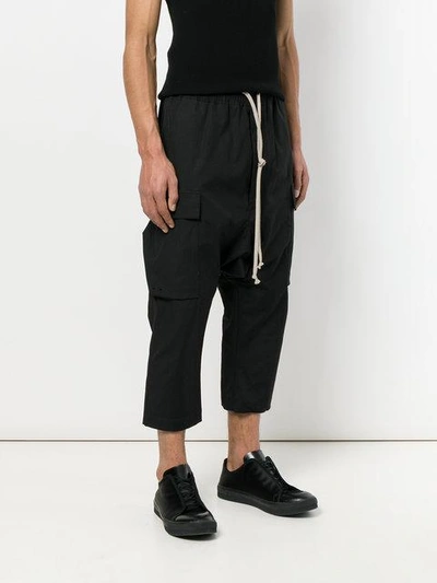 Shop Rick Owens Tapered Cargo Trousers In Black