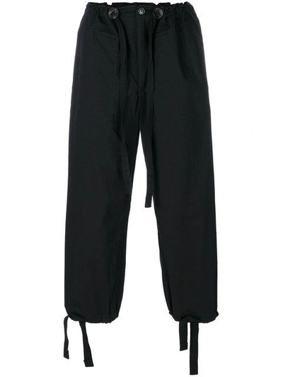 Shop Takahiromiyashita The Soloist Loose Fit Cropped Trousers In Black