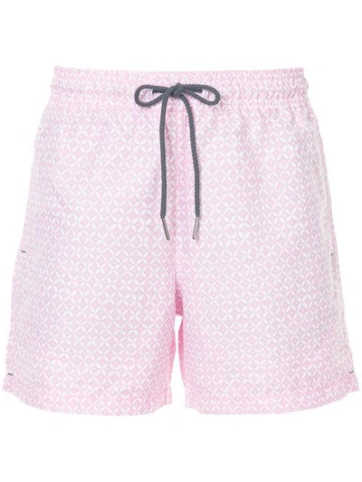 Shop Venroy Geometric Print Swim Shorts - Pink