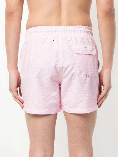 Shop Venroy Geometric Print Swim Shorts - Pink
