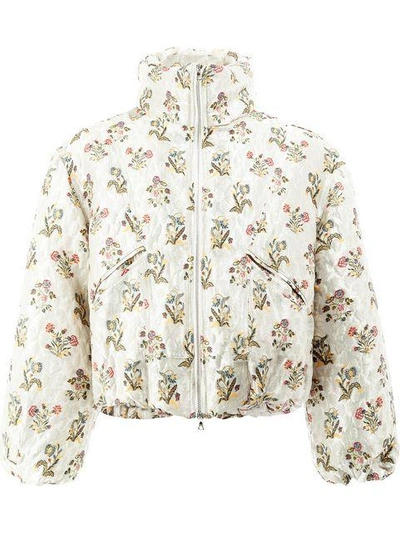 Shop Edward Crutchley Floral Cropped Jacket - White