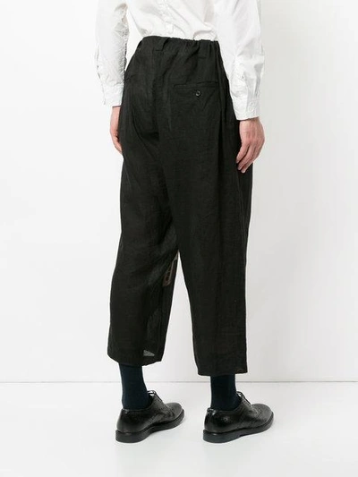 Shop Yohji Yamamoto Loose Fit Cropped Trousers