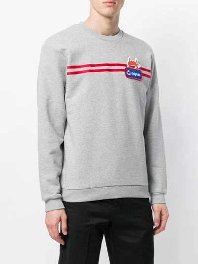 Shop Au Jour Le Jour For Colmar Logo Stripe Sweatshirt - Grey