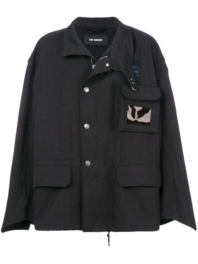 Shop Raf Simons Utilitarian Oversized Jacket - Black