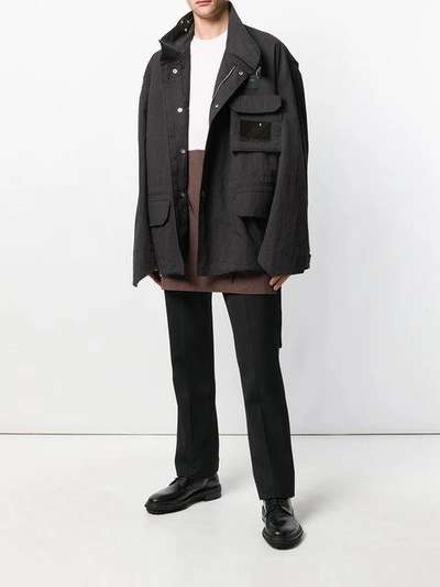 Shop Raf Simons Utilitarian Oversized Jacket - Black