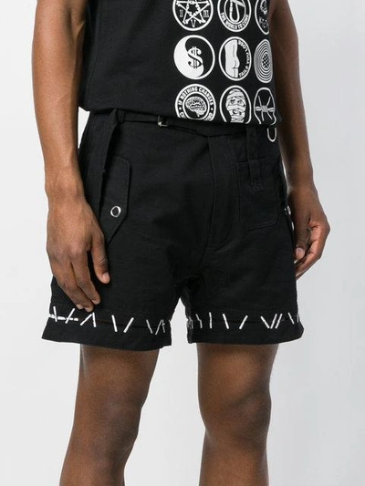 Shop Ktz Pin Embroidered Belt Shorts In Black
