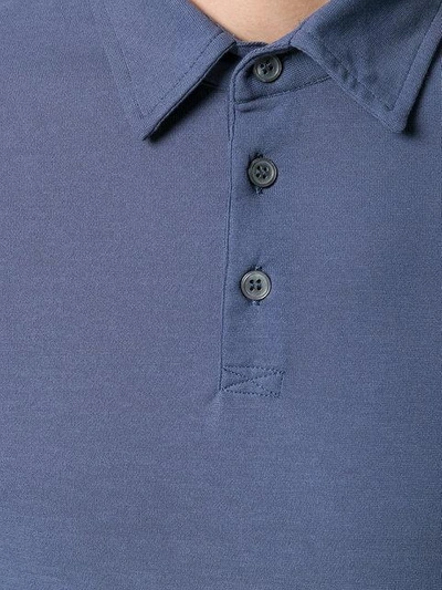 Shop Zanone Long-sleeve Fitted Polo Top In Blue