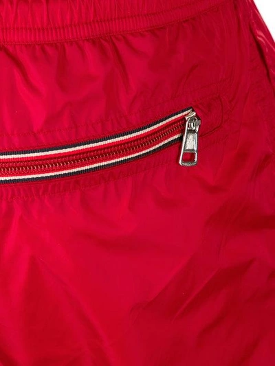 Shop Moncler Logo Plaque Swimming Trunks In Red