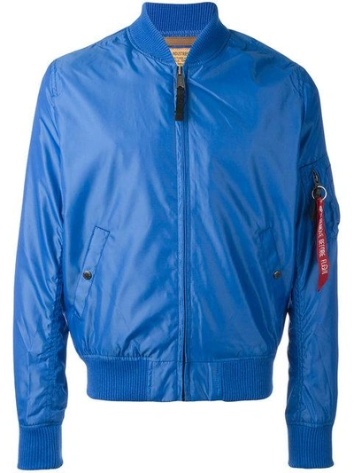 Shop Alpha Industries Zipped Bomber Jacket In Blue