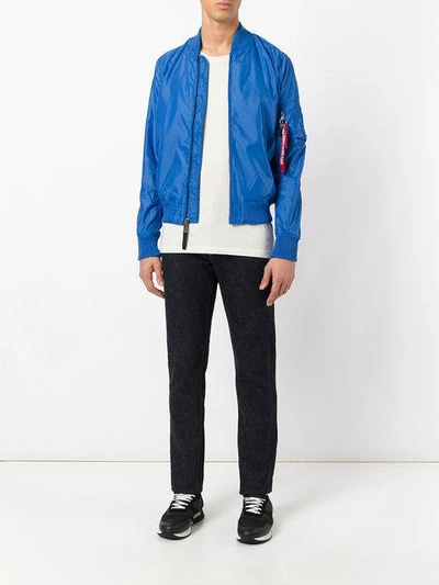 Alpha Industries Zipped Bomber Jacket In Blue