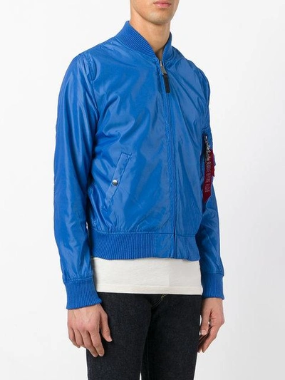 Shop Alpha Industries Zipped Bomber Jacket In Blue