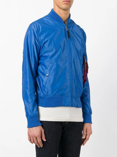 Alpha Industries Zipped Bomber Jacket In Blue