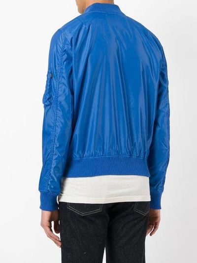 Shop Alpha Industries Zipped Bomber Jacket In Blue