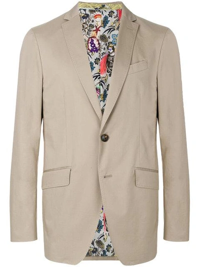 Shop Etro Print Lined Blazer In Brown