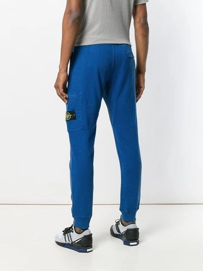 Shop Stone Island Logo Patch Track Pants - Blue