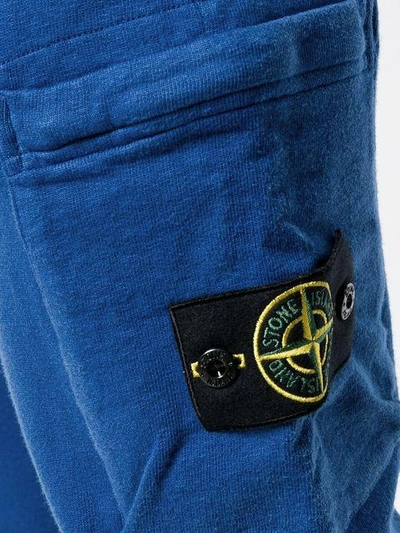 Shop Stone Island Logo Patch Track Pants - Blue