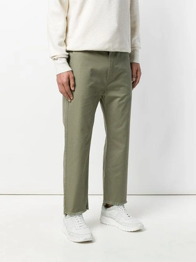 Shop Helmut Lang Cropped Army Trousers In Green