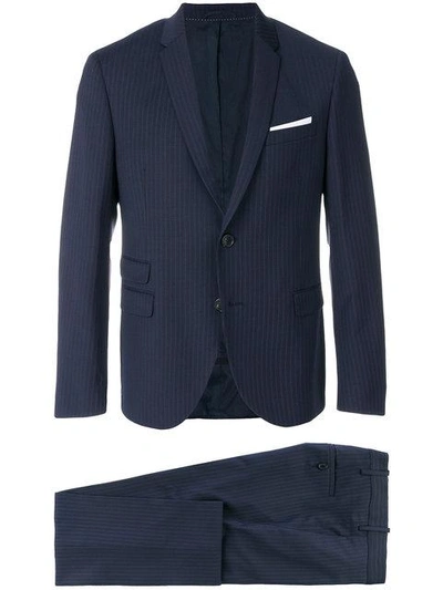 Shop Neil Barrett Pinstripe Two Piece Suit - Blue